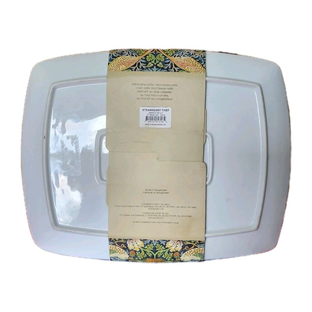 Spode Morris & Co Strawberry Thief Sandwich Dessert Serving Ceramic Serving Tray - Picture 3 of 7